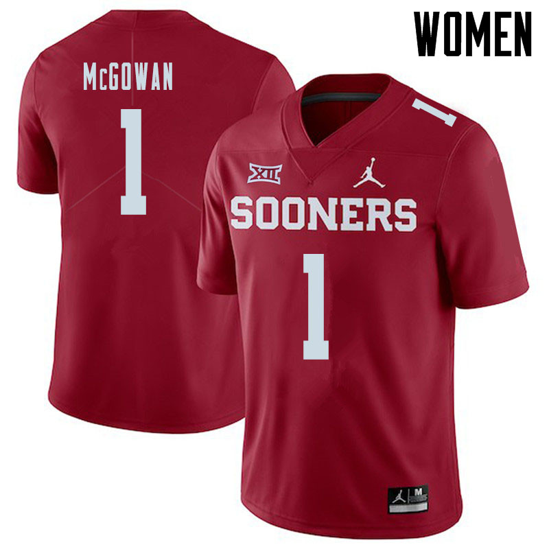 Jordan Brand Women #1 Seth McGowan Oklahoma Sooners College Football Jerseys Sale-Crimson